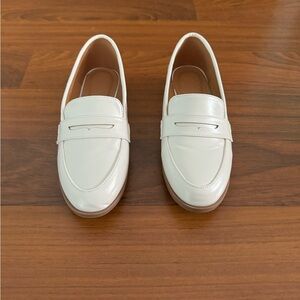 White penny loafers